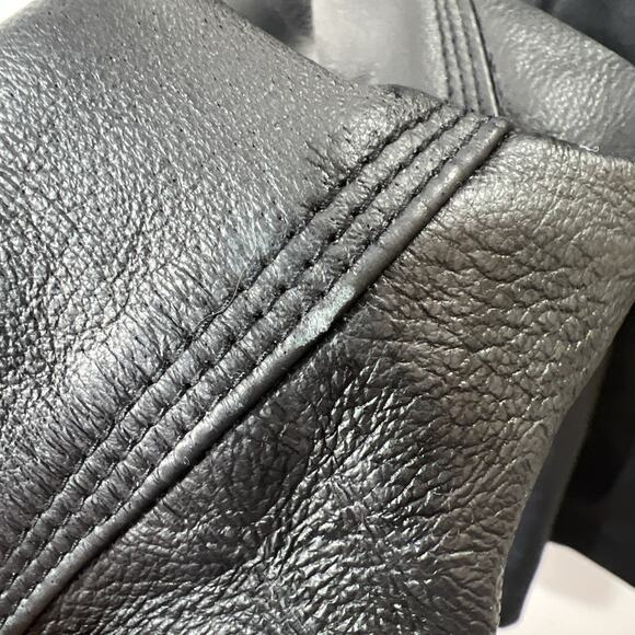 Worthington Womens Leather Jacket Se L Black Minimalist Capsule Wardrobe Classic - Picture 9 of 10